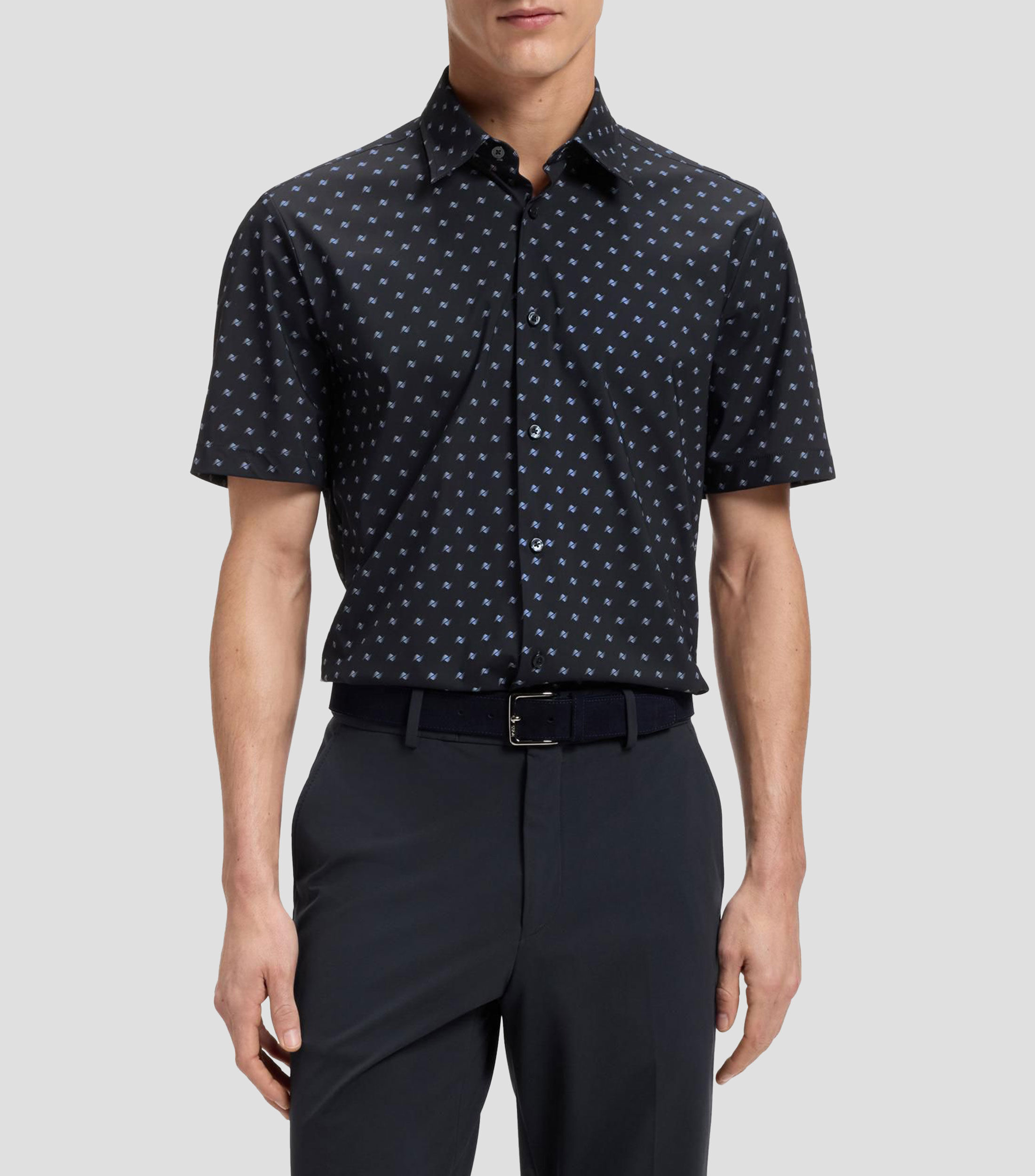 Camisa regular en punto técnico elástico estampado Hombre